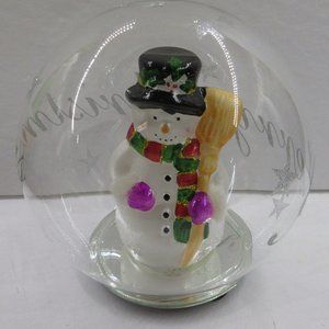 Handblown Christmas Glass Globe Snowman Color Changing LED Light Up WORKS